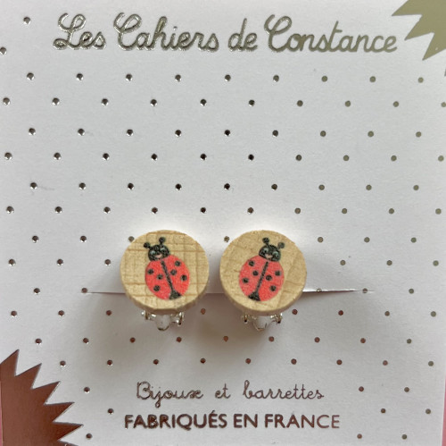 Boucles d'oreilles Clip Coccinelle