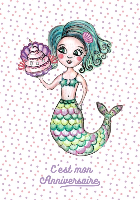 Carte d'invitation anniversaire Petite Sirène